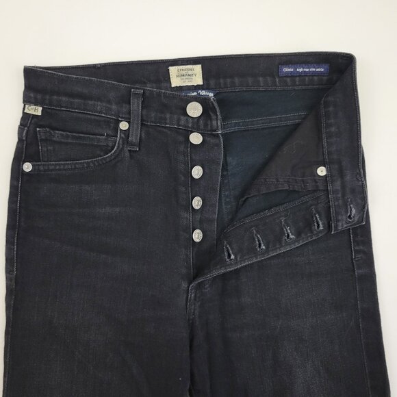 COH Olivia High Rise Exposed Button Slim Ankle Jean in Licorice Black - Picture 10 of 13